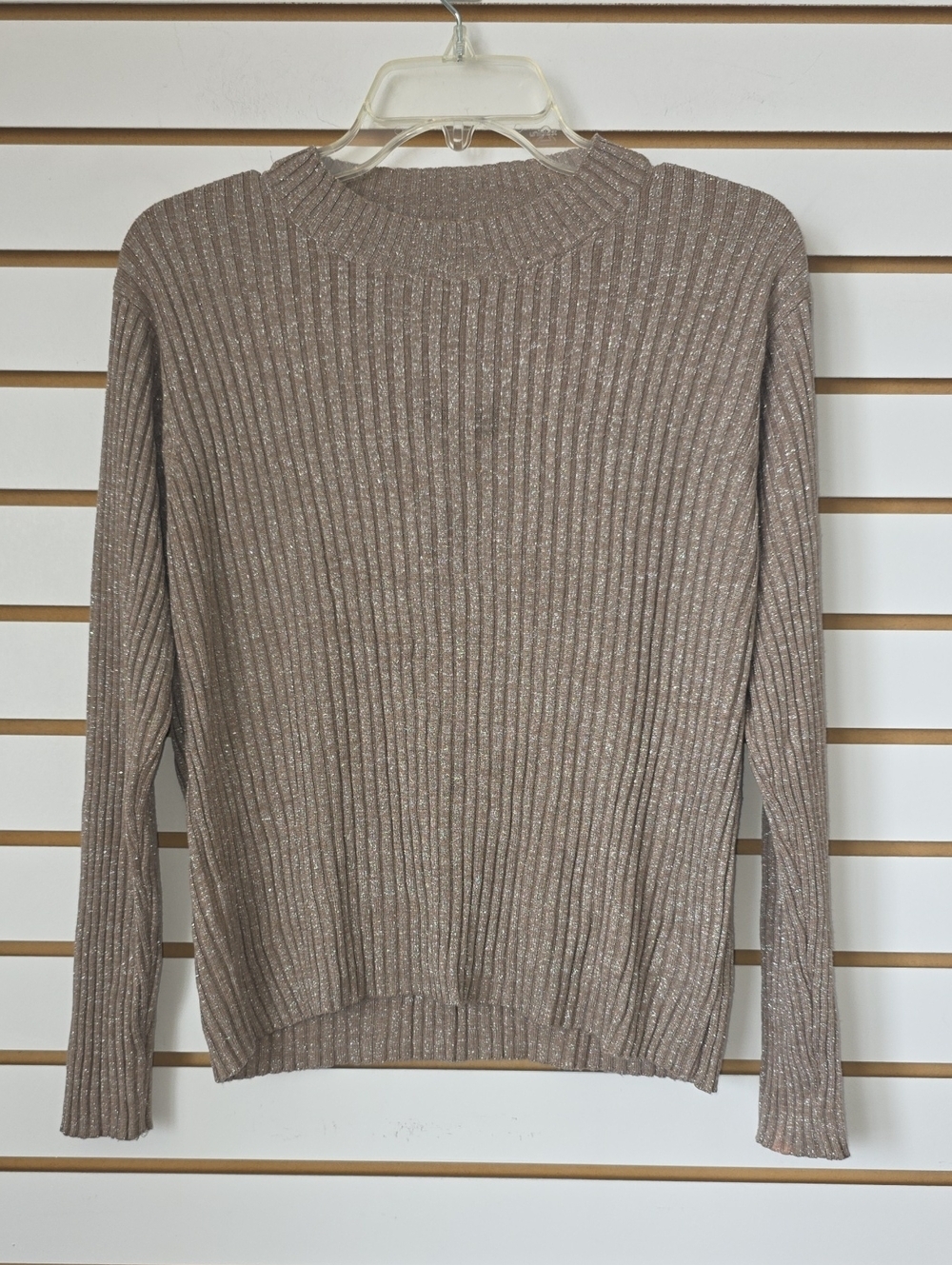 Vintage Hunt Club Metallic Taupe Ribbed Sweater XL